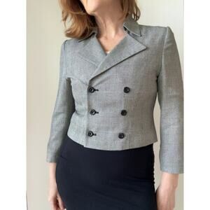Vintage 90s Cropped Blazer Structured Minimalist Jacket Sharp Shoulders SZ 2P